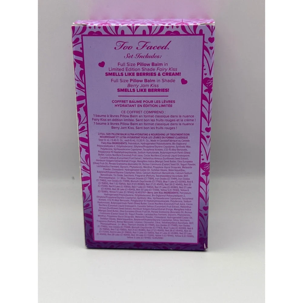 Too Faced Pillow Balm Dream Duo Limited Edition Lip Balm Fairy Berry Jam‎ Kiss
